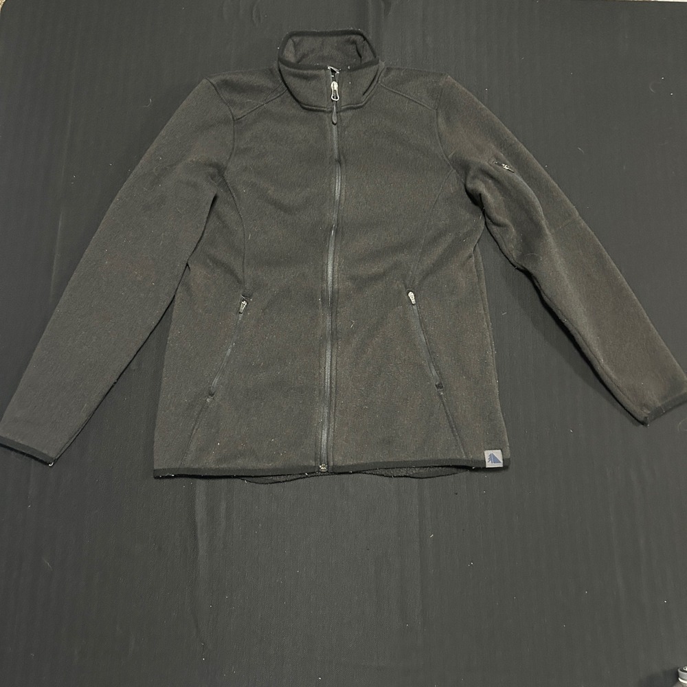 LL Bean Womens Medium Black Sweater Fleece Full Zip Jacket
